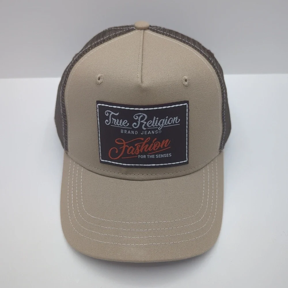 True Religion True Patch Trucker Hat Travertine Tan Brown Snapback TR4232 NEW